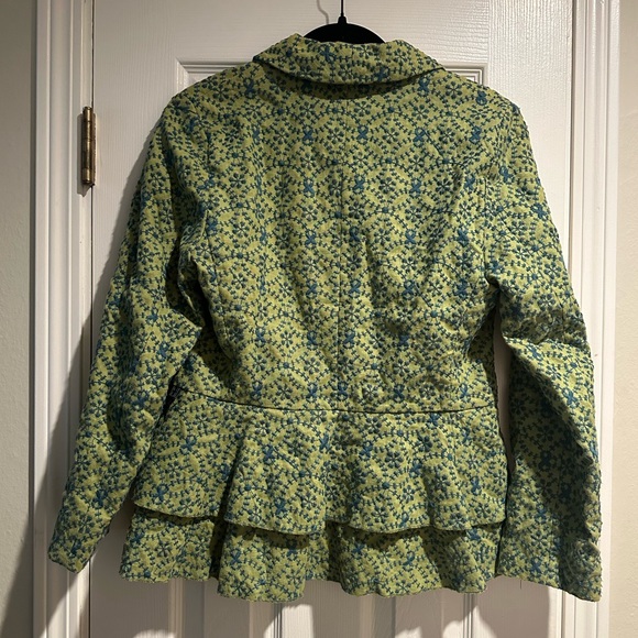 Vintage Ateliers Rare Toggery Embroidered Tie Waist Blue & Green Jacket Womens L - Picture 10 of 10